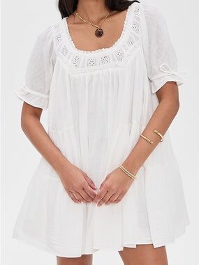 Free People sandy shores white babydoll dress S